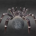Detailed Dark Purple Spider Figurine With White Ringed Legs And Textured Body