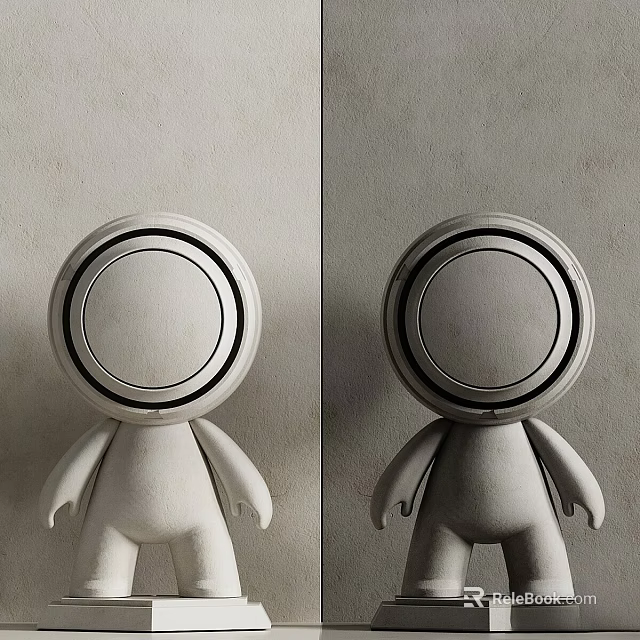 Two Minimalist White Plaster Sculptures With Round Heads On Light Background 3d model 