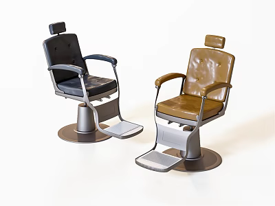 Modern Massage Chairs With Dark Blue And Brown Leather Upholstery And Metal Base Design 3d model