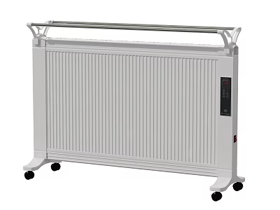 White Electric Heater With Portable Wheels And Digital Control Panel Design 3d model