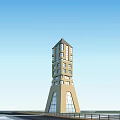 Modern Unique Tower Building With Glass Windows Railing And Blue Sky Background