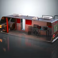 Modern RV Interior With Open Layout Kitchen Furniture Appliances And Cabinets