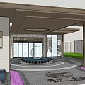 Modern Luxury Entrance Gate With Glass Doors Decorative Columns And Lighting Fixtures