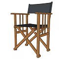 Wooden Single Chair With Dark Striped Backrest And Folding Frame Design