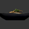 Pan-Seared Cod Fillet with Fresh Herbs Cherry Tomatoes and Greens in Dark Bowl