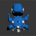 Blue Sci Fi Multi Legged Game Movie Character With Red Eyes And Silver Components 3d model