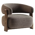Elegant Modern Single Sofa With Beige Upholstery And Wooden Armrests Legs