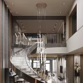 Modern Living and Dining Room Interior Design With Stone Wall Lighting Fireplace Sofa And Wooden Panels