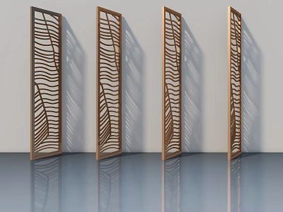 Bronze Decorative Swing Doors With Carved Wave Patterns For Modern Interior Design 3d model