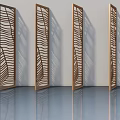 Bronze Decorative Swing Doors With Carved Wave Patterns For Modern Interior Design 3d model