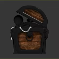 Open Wooden Treasure Chest Filled With Gold Coins Goblet And Pearl Necklace