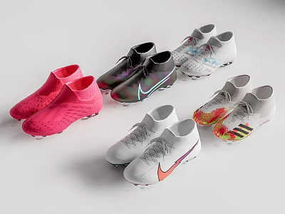 Colorful Soccer Shoes Collection With Various Styles And Sporty Designs For Players 3d model