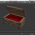 Open Wooden Storage Box for Hardware Tools with Red Diamond Lining and Metal Clasps