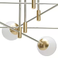 Modern White Globe Chandelier With Golden Metal Frame For Living Room Dining Area