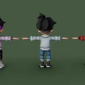 Cartoon Game Movie Characters With Stylish Hairstyles Different Outfits And Extended Arms