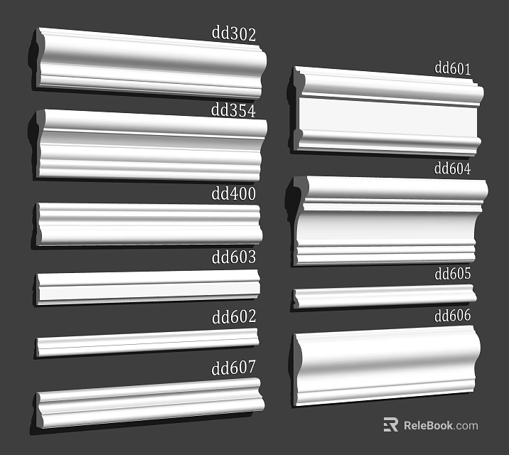 Various Decorative Molding Lines With Different Models For Interior Design 3d model