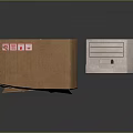 Household Storage Boxes With Brown Cardboard Red Labels And White Drawer Design