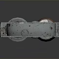 Rusty Metal Wrench Featuring Brown Handle Blue Section On Gray Background With Reflection