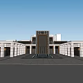 Modern Sales Office Building with Brown Roof Structure and Courtyard Design in Urban Context
