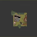 Cartoon Countryside Scene With Small House Rusty Roof Trees Black Dog And Old Truck