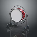 High Quality Red Marching Drum with Metal Stand and Rolling Wheels 3d model