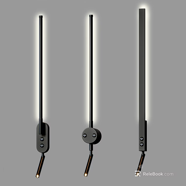 Sleek Modern Wall Lamps With Linear Design And Black Metal Finish For Home Interior 3d model 