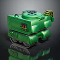Green Tank Inspired Furniture Design With Track Details And Decorative Elements