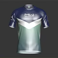 Blue Green Gradient T Shirt With MW Logo And Short Sleeves Design