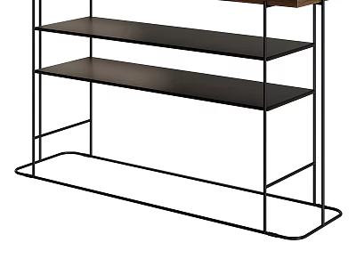 Sleek Black Decorative Cabinet With Metal Frame And Multiple Shelves For Home Decor 3d model