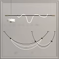Stylish Modern Pendant Light Featuring Curved White Lines And Metallic Rod Structure