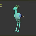 3D Cartoon Bird Character With Orange Beak Long Legs And Black White Feathers