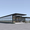 Modern Station Building with Glass Curtain Walls Black Roof and Open Plaza Area