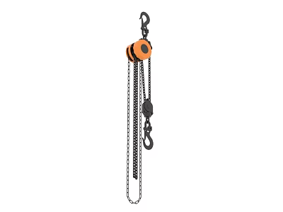 Orange Black Chain Hoist Hardware Tool With Heavy Duty Chain And Hook 3d model