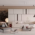 Modern Living Room Interior With Sofas Arc Lamp And Storage Wall 3d model