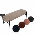 Modern Upholstered Bench With Black Metal Frame And Color Options Orange Navy Gray Beige