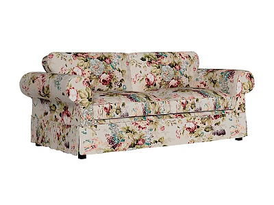 Stylish Multi Seater Sofa With Floral Pattern For Comfortable Living Room 3d model