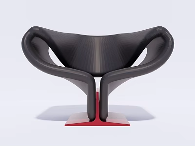 Modern Curved Back Accent Chair With Black Upholstery And Red Base Design 3d model