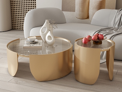 Light Luxury Coffee Table Golden Iron Coffee Table High Temperature Paint Golden Coffee Table Changhong Glass Coffee Table 3d model