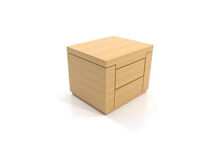 Modern Wooden Bedside Table With Two Drawers For Bedroom Storage 3d model
