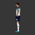 Male Figure In England Football Jersey With White Shirt Blue Shorts White Socks And Blue Shoes