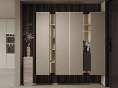Modern Minimalist Shoe Cabinet With Open Storage Shelves And Sleek Design 3d model
