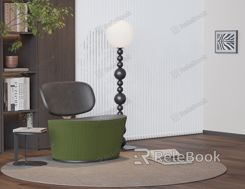 Leisure chair floor lamp side carpet model