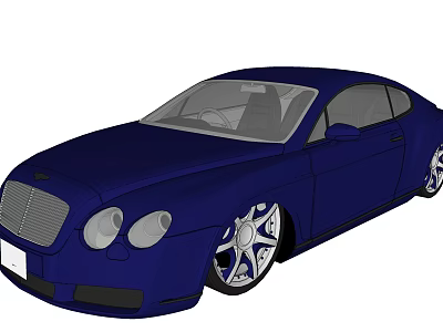 Blue Two Door Luxury Car With Stylish Design Alloy Wheels And Front Grille 3d model