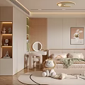 Cozy Kids Room Interior With Bed Stuffed Toys Rabbit Painting And Window Blinds
