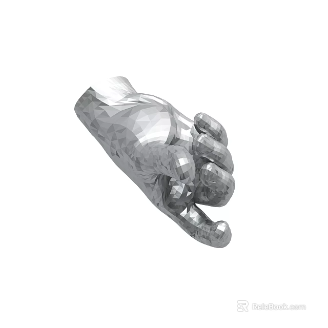 3D Polygonal Hand Model With Gray Texture And Detailed Fingers Design 3d model 