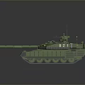 Green Military Tank 3D Model with Modern Turret Cannon and Tracks