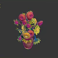 Colorful Sunflower Bouquet Arrangement With Orange Petals Yellow Centers And Decorative Vase