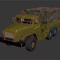Yellow Military Transport Truck With Camouflage Cover And Large Tires