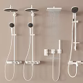 Modern Shower Heads With Rainfall And Handheld Designs And Control Knobs 3d model