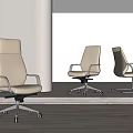 Beige Modern Office Chairs With Metal Frame Swivel Function And Comfortable Armrests 3d model